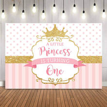 Fondo de princesa pequeña para primer cumpleaños, telón de fondo rosa y dorado con purpurina para estudio fotográfico, corona real, Fondo para sesión de fotos, accesorios 2024 - compra barato