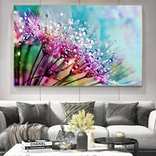 Pintura em tela floral com gotas de condensação, natureza, paisagem, posteres e impressões, vida morta, imagem de arte de parede para decoração de sala de estar 2024 - compre barato