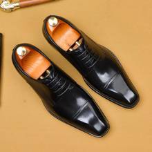 Мужские официальные Туфли-оксфорды из натуральной кожи; Удобные туфли на шнуровке с острым носком в деловом стиле; Мужские модельные туфли для офиса; A173 2024 - купить недорого