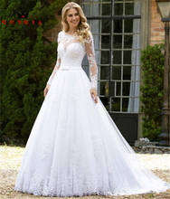 2021 New Design Wedding Dresses A-line Long Sleeve Tulle Lace Sequins Beading Simple Formal Wedding Gowns Custom Made NO01 2024 - buy cheap