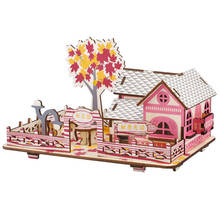 Осенняя 3D деревянная головоломка Contruction модель здания DIY Дом Пазлы обучающая игрушка Дети День рождения рождественские подарки 2024 - купить недорого