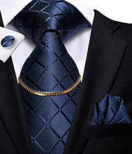 Hi-tie gravata masculina de luxo, gravata estampada masculina em seda, níquel, abotoaduras, conjunto de design fashion, corrente de gravata para presente de casamento masculino 2024 - compre barato