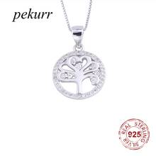 Pekurr 925 Sterling Silver CZ Tree of Life Round Necklaces For Women Circle Female Pendants Long Chain Collar Fashion Jewelry 2024 - buy cheap