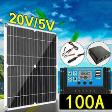 Kit de painel solar portátil à prova d'água, 100 w, 1000 ma, para trailer, barco, motocicletas, acessórios de carregamento de bateria 2024 - compre barato