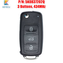 Keyecu-llave remota de coche, dispositivo de 434MHz para Volkswagen VW Beetle Caddy Eos Golf Tiguan Touran Jetta Polo Scirocco 5K0 837 202 Q, 5K0837202Q 2024 - compra barato