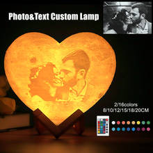 2020 Customized Moon Lamp Rechargeable Lamp with Photo&Text Heart 3D Printed Moon Night Light Gifts for Family Valentine's Day 2024 - buy cheap