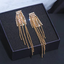 New Elegant Crystal Rhinestone Statement Dangle Earrings 2019 Long Tassels Drop Earrings for Women Fashion Wedding Jewelry Gifts 2024 - buy cheap