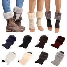 Winter leggings for women leg warmers Crochet Knit sock boots Faux Fur Cuff Toppers Trim calentadores de la pierna bottes femme 2024 - buy cheap