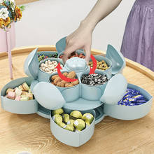 Petal Shape Rotating Snack Box Dried Fruit Storage Tray Snack Nut Plate Candy Bowl Double Deck Food Storage Box Food Organizer 2024 - buy cheap