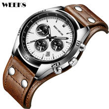 Men Watches Quartz Analog Luxury Military Watch Brown Leather Band Bracer Strap Wristwatch Calendar Display Male Wrist Clock 2024 - buy cheap