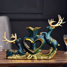Nordic Ceramic Lucky Deer Vase Fake Flower Ornaments Home Livingroom Desktop Furnishing Crafts Wine Cabinet Figurines Decoration 2024 - buy cheap