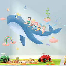 Adesivo de parede de animal das baleias, desenho animado, diy, decalques para crianças, quartos do bebê, acessórios de decoração de casa 2024 - compre barato