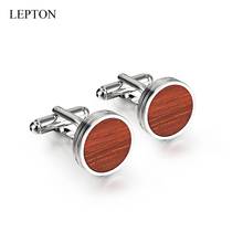 Hot Sale Wood Cufflinks For Mens High Quality Lepton Jewelry RoseWood Cuff links Men Shirt Cuffs Cufflink Drop Shipping 2024 - buy cheap