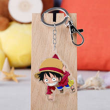 Chaveiro de cristal luffy zoro, chaveiro de dupla face em acrílico com pingente para anime, acessórios de chaveiro de desenhos animados 2024 - compre barato