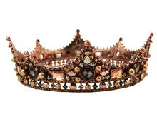 Tiaras y coronas barrocas Vintage de cristal para hombres y mujeres, adornos para el pelo, diadema para boda, joyería para el cabello 2024 - compra barato