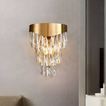 Luminária de parede de cristal moderna, luminária de parede decorativa de aço inoxidável para quarto, sala de estar, sala de jantar, vila e corredores