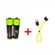 ZNTER-batería de litio recargable por USB, 1,5 V, AA, 1700mAh, 2 uds., cable Micro USB 2024 - compra barato