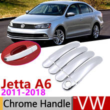 Capa adesiva para porta de carro, cromada, com acabamento, para volkswagen vw jetta a6 mk6 5c6 2011 ~ 2018, 2012, 2013, 2015 2024 - compre barato