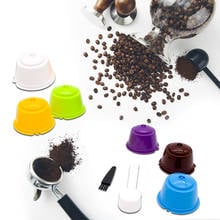 Taza de filtro de cápsula de café reutilizable para Nescafé, tapas rellenables Dolce Gusto, cestas de filtro de cuchara y cepillo, sabor suave y dulce, 6 uds. 2024 - compra barato