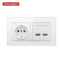 Bcsongben socket with usb Dual USB Port Wall Charger Adapter Charging 2A Wall Charger Adapter EU Plug Socket Power Outlet 146*86 2024 - buy cheap