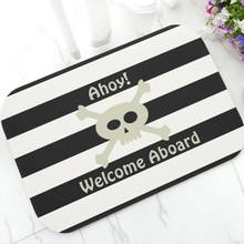 Funny Ahoy Pirate Skull Stripe Welcome Aboard Doormat for Bathroom Kitchen Skeleton Pirate Door Mat Rug Carpet Home Decor Gift 2024 - buy cheap