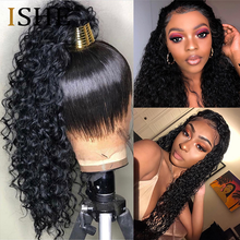 Peruca lace front 360, encaracolada, cabelo humano, hd, transparente, nós branqueados, pré-arrancados, para mulheres negras 2024 - compre barato