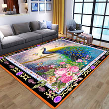 Tapete pavão floral colorido para sala de estar, quarto, hotel, lateral da cama, antiderrapante, tapete para escritório, computador, cadeira, porta 2024 - compre barato