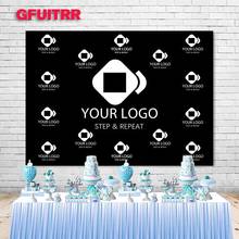 GFUITRR-Fondo de fotografía con logotipo de paso y repetir, 50th 60th, fondo con foto para cumpleaños, color negro, tamaño personalizado, accesorios para fotomatón de vinilo 2024 - compra barato