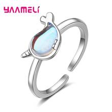 Hot Selling Real 925 Sterling Silver Fashion Cute Whale Lovely Dolphin Adjustable Open Rings For WOmen Girls Lover Nice Jewelry 2024 - buy cheap