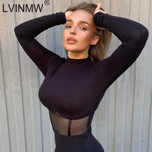LVINMW сексуальный сетчатый топ с круглым вырезом и длинными рукавами, прозрачный укороченный топ, женские футболки в стиле пэчворк, облегающая модная футболка, топы, вечерние Клубные Топы 2024 - купить недорого