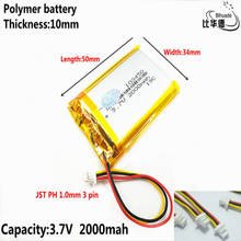 JST-Batería de polímero de iones de litio/Li-ion para tableta, Banco de pc, GPS,mp3,mp4, PH 1,0mm, 3 pines, buena calidad, 3,7 V,2000mAH 2024 - compra barato