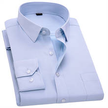 Мужская однотонная приталенная рубашка, формальная модная классическая рубашка с отложным воротником и длинными рукавами, не требует глажки, новое поступление 2024 - купить недорого
