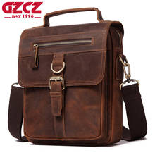 GZCZ-bandolera de piel auténtica para hombre, bolso de hombro informal, de alta capacidad 2024 - compra barato