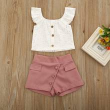 1-5Yrs Cute Children Girls Lace Hollow Clothes Set Summer Girls T-Shirts Tops+Shorts Suits 2024 - buy cheap