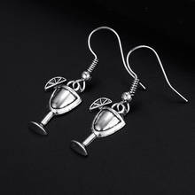 Trendy Vintage Glass Cup Antique Silver Plated Punk Hiphop Rock Style Retro Drop Earrings for Women Girl & Man Party Jewelry 2024 - buy cheap