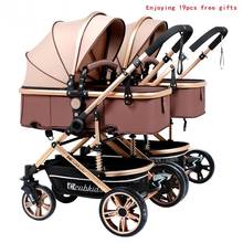 Free Shipping Twins Baby Stroller Luxury Fashionable Pram Aluminum Frame High-Landscape Baby Carriage 2024 - buy cheap