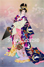 Японское кимоно, Дамское индивидуальное рукоделие, искусство 14CT, холст, без принта, ручная вышивка, наборы для вышивки крестом, сделай сам, домашний декор 2024 - купить недорого