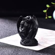 Natural Crystal Obsidian Angel Handwork Quartz Carving Ornaments Healing Stone Home Decoration Reiki Gifts Collectables Crafts 2024 - buy cheap