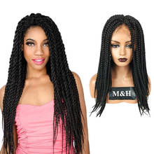 Box Braided Synthetic Lace Front Wig Black Crochet Braids Box Braid Wig Synthetic for Black Women 2024 - buy cheap