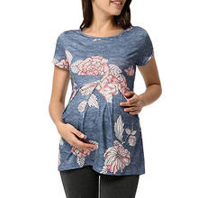 TELOTUNY-Camiseta larga de maternidad para mujer, ropa con estampado de flores para embarazo, 2020 2024 - compra barato