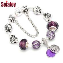 Seialoy Fashion Purple Crystal Charm Bracelets For Women Original Silver Color Bracelets & Bangles Jewelry Gift 2024 - buy cheap