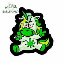 EARLFAMILY 13cm x 11.5cm for WEED UNICORN Motorcycle Car Stickers Vinyl Material Waterproof Sunscreen Decal Bumper Decoration 2024 - buy cheap