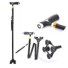 Portable Folding Aluminum Alloy Crutches with LED Lights Elderly Telescopic Anti-Slip Four-Legged Walking Stick Collapsible Cane 2024 - buy cheap