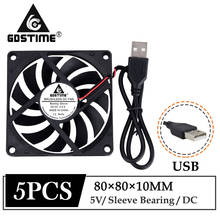 Gdstime-ventilador para computador, ventilador cooler sem escova, ventilador para cpu, 5v, 80mm, 80x80x10mm 2024 - compre barato