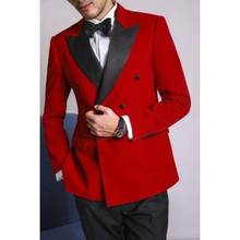 Conjunto vermelho de ternos e calças para homens, blazer e festa de formatura (jaqueta + calça) 2024 - compre barato