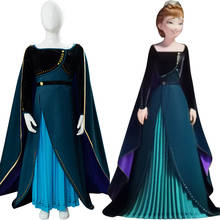 Fast Shipping Children Queen Princess Cosplay Anna Dress Cosplay Costume Women Long Dresses Gown Halloween Carnival Suit Gift 2024 - compra barato