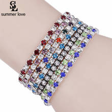 Colorful Crystal Bracelets Bangle Women Fashion Silver Color Adjustable Bracelet Wedding Jewelry Romantic Gift 2024 - buy cheap