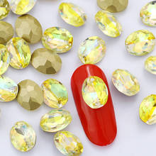 Light Yellow Drop K9 Glass Rhinestones Pointback Glass Crystal With Golden Bottom Plating High Quality Glue On Nails Stone 2024 - buy cheap