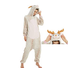 Milu Deer Animal Kigurumis Women Pajama Suit One Piece Adult Flannel Soft Pajamas Sleepwear Homewear Festival Party Costume 2024 - buy cheap