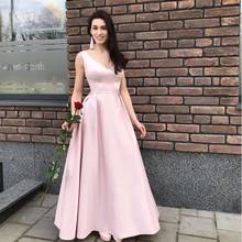 Pink Prom Dresses V-neck Sleeveless Formal Evening Party Dresses Long Vestido De Fiesta De Graduacion Prom Gowns 2024 - buy cheap